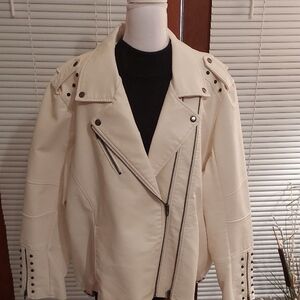 Women's Cream 25" Biker Jacket